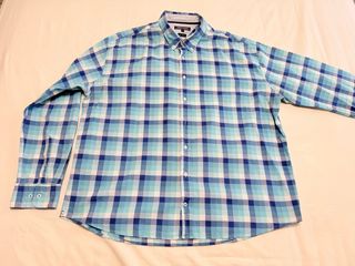 Camisa Tommy Hilfiger cuadros azul y turquesa