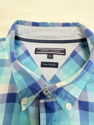 Camisa Tommy Hilfiger cuadros azul y turquesa