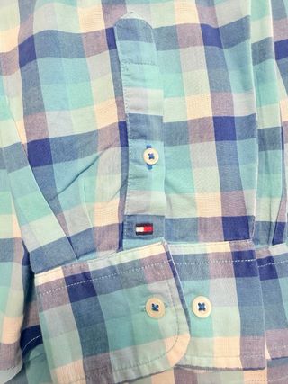 Camisa Tommy Hilfiger cuadros azul y turquesa