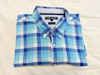 Camisa Tommy Hilfiger cuadros azul y turquesa