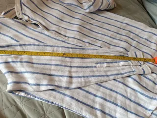 Camicia Luigi Fusaro Lino Righe Azzurro Bianco