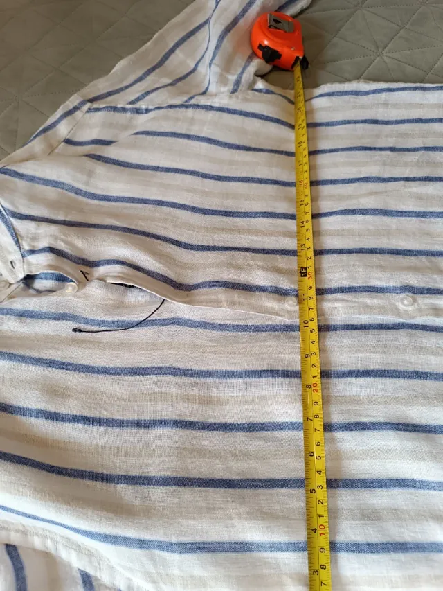 Camicia Luigi Fusaro Lino Righe Azzurro Bianco