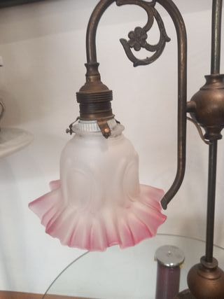 Antigua Lámpara Modernista Cristal y Metal