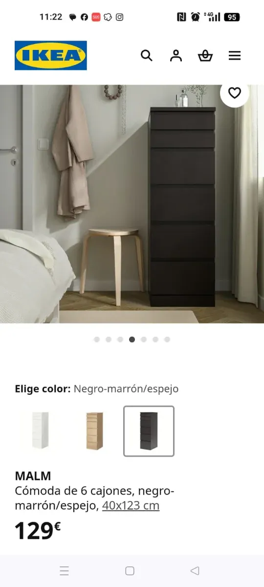 Cómoda MALM IKEA 6 cajones negro-marrón