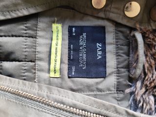 Abrigo Zara con capucha y pelo 128cm