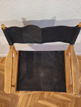 Silla Director Plegable Madera Lona Negra