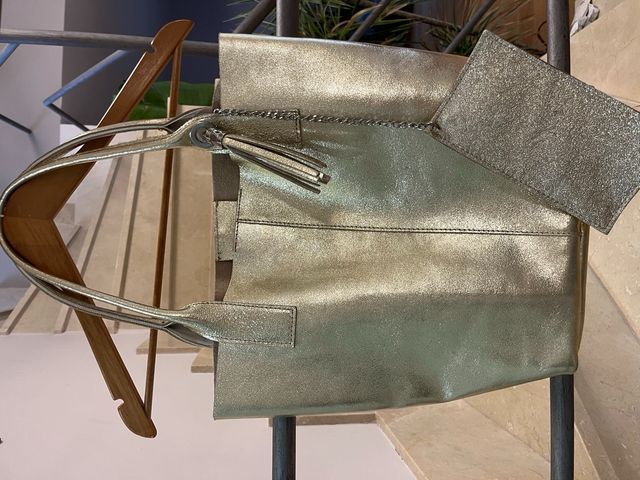 bolso dorado tote piel