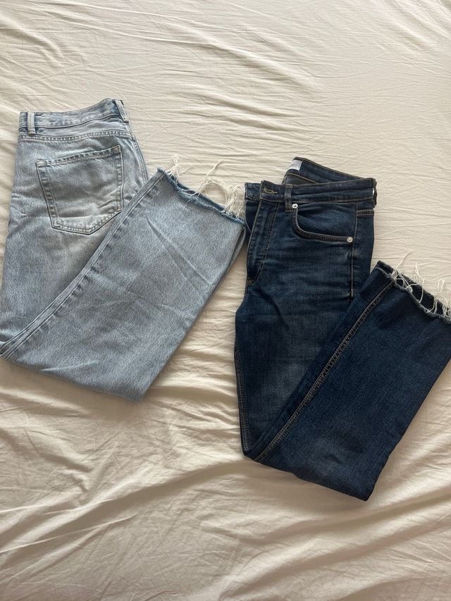 Vaqueros cropped flare azules pack