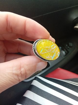 Anello Opale solido argento australiano