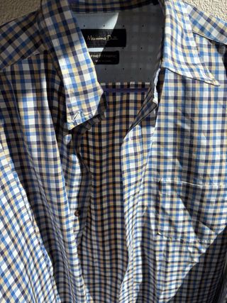 Camisa Massimo Dutti cuadros beige y azul