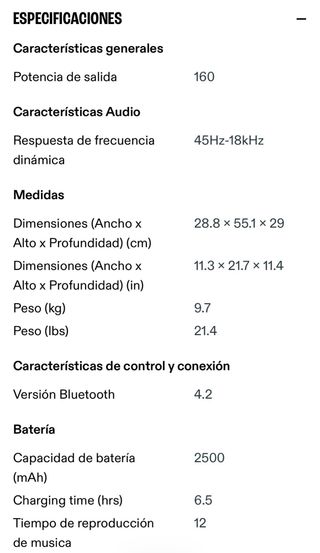 Altavoz JBL Partybox 100 Bluetooth