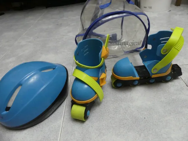 Patines y Casco para Niños Azul/Verde