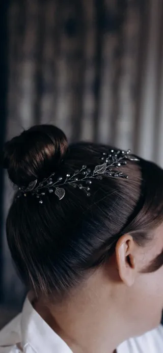 Tocado de novia artesanal en plata vieja