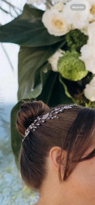 Tocado de novia artesanal en plata vieja