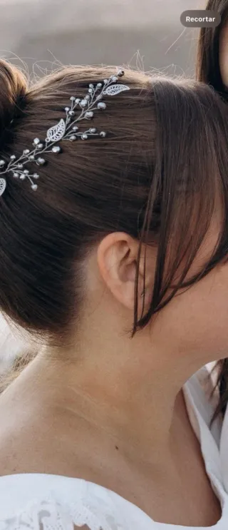 Tocado de novia artesanal en plata vieja