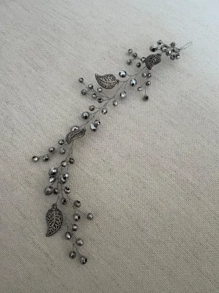 Tocado de novia artesanal en plata vieja