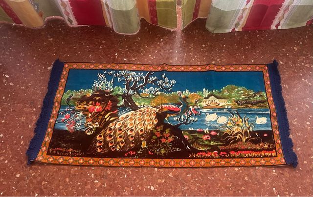 Tapiz vintage pavo real y cisnes