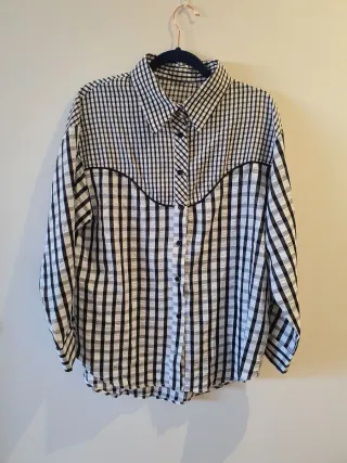 Camisa mujer cuadros flecos talla única