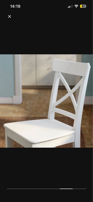 Conjunto de 6 sillas de madera blanca IKEA