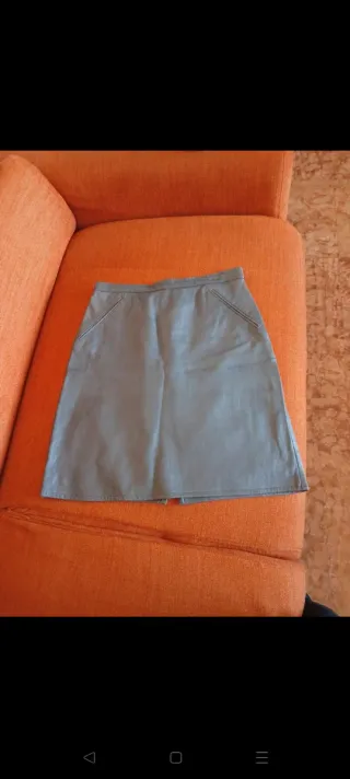 Gonna in pelle vintage grigia