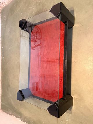 Mesa de centro cristal y madera