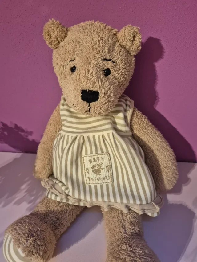 Orsetto peluche morbido vestito a righe