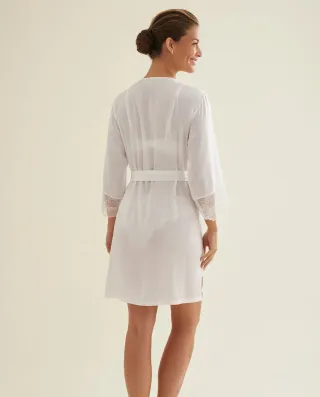 Bata lencería blanca ideal novias - satén
