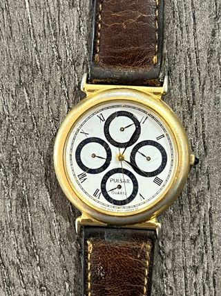 Reloj Pulsar Vintage Dorado y Marrón