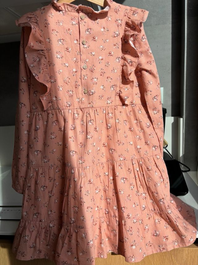 VESTIDO SALMÓN TUL Y POMPÓN. T 10 años