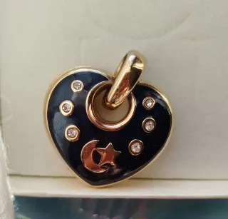 Ciondolo cuore vintage nero e oro