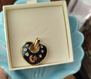 Ciondolo cuore vintage nero e oro