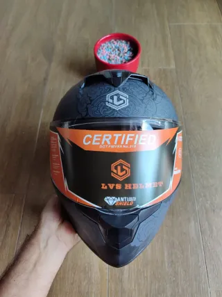 Casco Moto Integral Talla XL Gris Gato