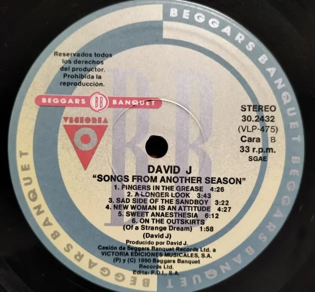 David J LP - Songs from another season. Ex Bauhaus