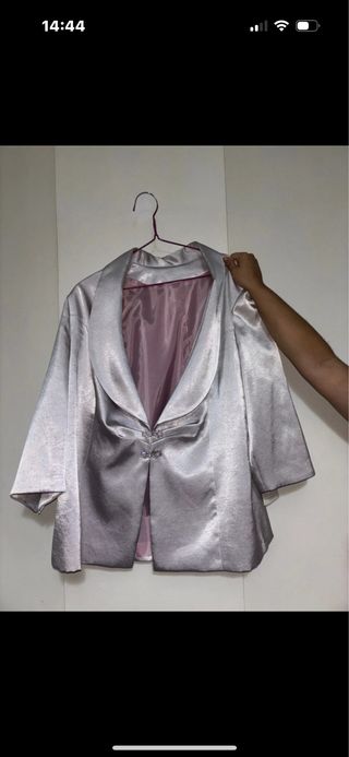 Blazer fiesta mujer plateado rosa talla 58