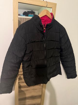 Chaqueta negra reversible rosa, M pero reducida