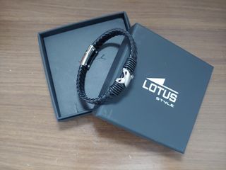 Pulsera LOTUS STYLE Cuero y Plata Hombre NUEVA