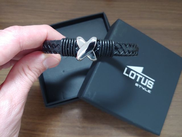 Pulsera LOTUS STYLE Cuero y Plata Hombre NUEVA