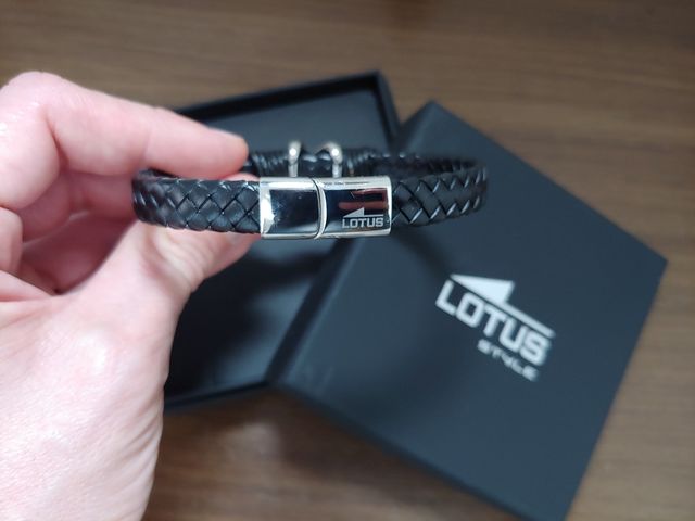 Pulsera LOTUS STYLE Cuero y Plata Hombre NUEVA