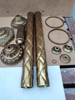 Piezas lámpara antigua metal dorado retro repuesto