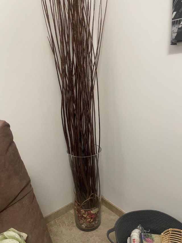 Jarrón cristal 65cm con ramas decorativas