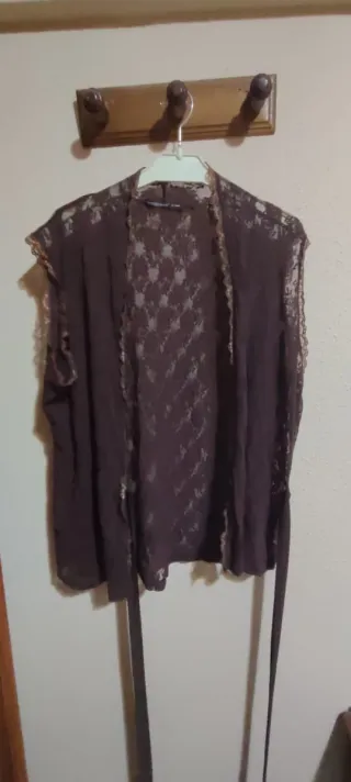 Chaleco mujer encaje marrón XXL