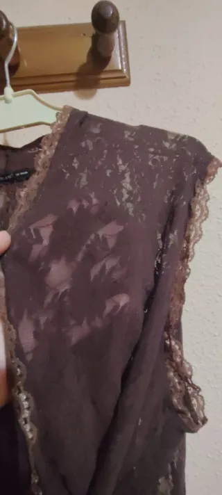 Chaleco mujer encaje marrón XXL