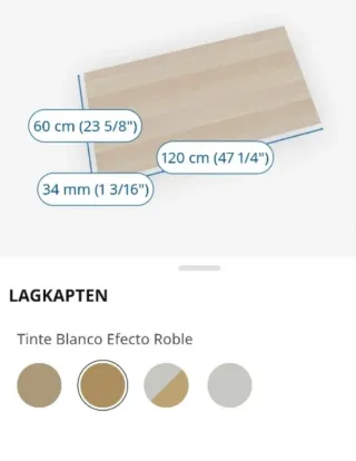 Tablero Roble Blanco LAGKAPTEN de IKEA.