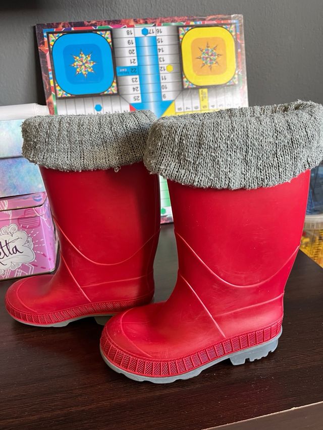 Botas de agua rojas niña talla 30
