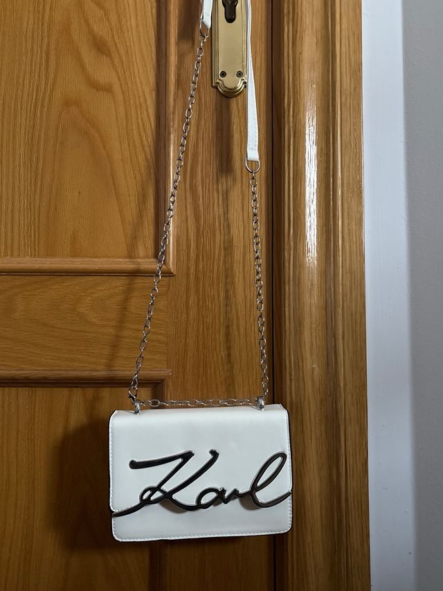 Bolso Karl Lagerfeld Blanco Cadena Plata
