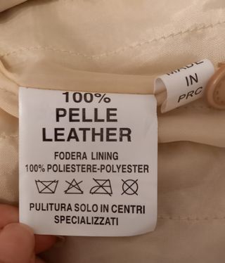 Giacca imbottita in vera pelle vintage beige 