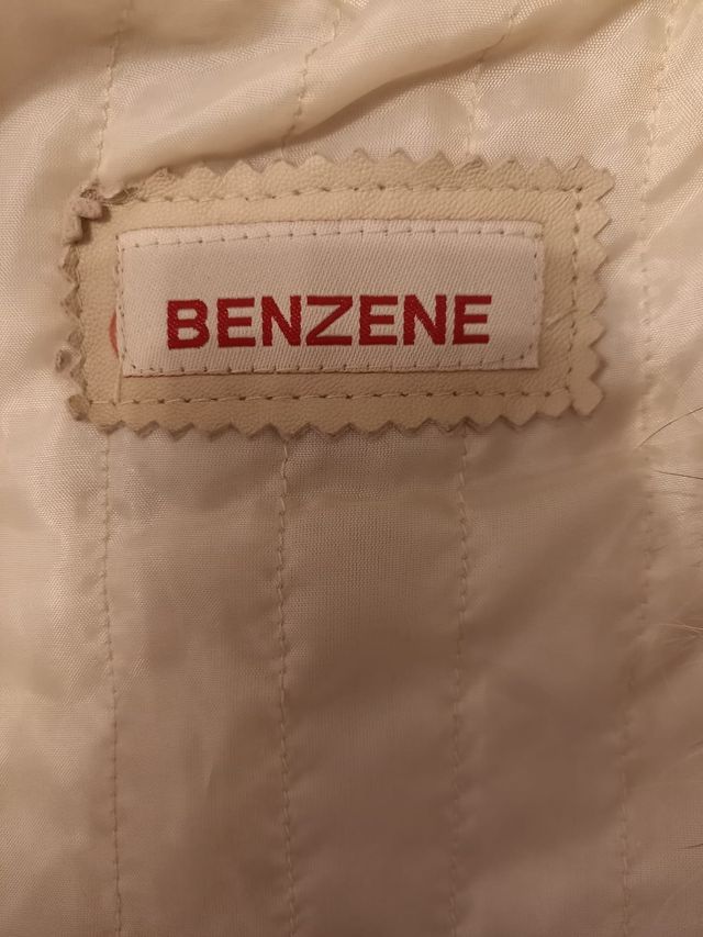 Giacca imbottita in vera pelle vintage beige 