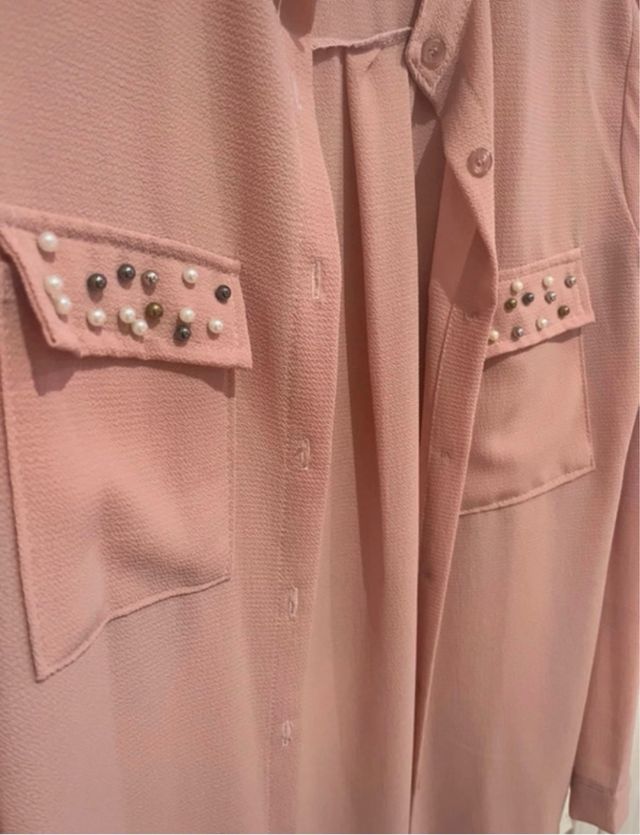 Sobrecamisa Camisa rosa con pedrería S/M nueva