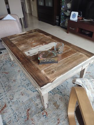 Mesa de centro madera maciza vintage