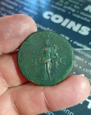 Moneda romana sestercio Trajano